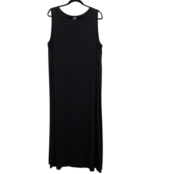 Eileen Fisher Black All Silk Maxi Sleeveless Dress